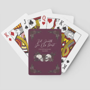 Gothic Burgundy Floral Skull Playing Cards
