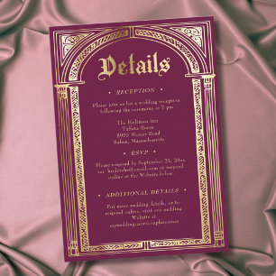 Gothic Burgundy Gold Mediaeval Until Death Wedding Enclosure Card