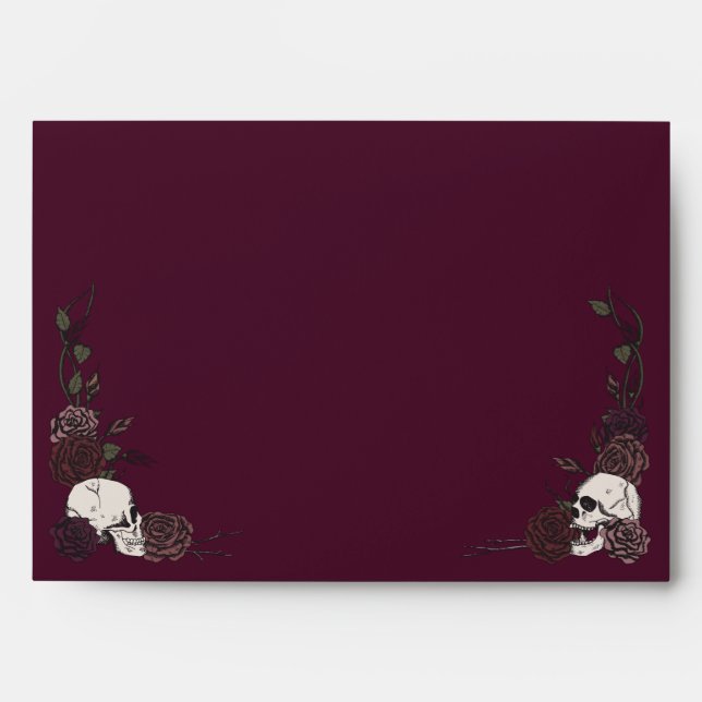 Gothic Burgundy Skulls and Roses Envelope (Front)