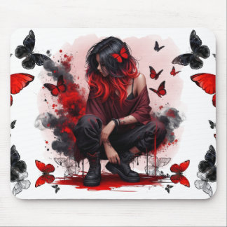 Gothic butterflies & Lady fantasy Mouse Pad