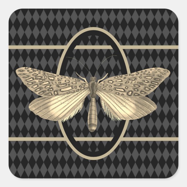 Gothic Butterfly Black Diamond  Square Sticker (Front)