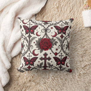 Gothic Butterfly Floral Pattern (1) Cushion