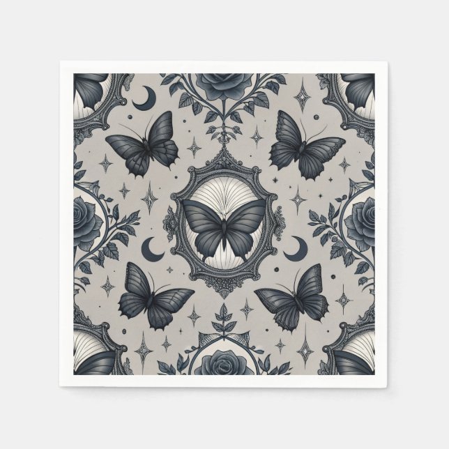 Gothic Butterfly Floral Pattern (2) Napkin (Front)