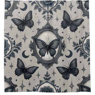 Gothic Butterfly Floral Pattern (2) Shower Curtain