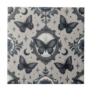 Gothic Butterfly Floral Pattern (2) Tile