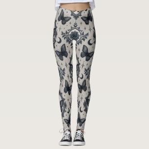 Gothic Butterfly Floral Pattern (3) Leggings