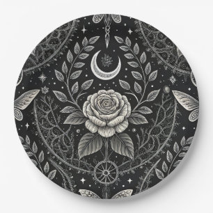 Gothic Butterfly Floral Pattern (4) Paper Plate