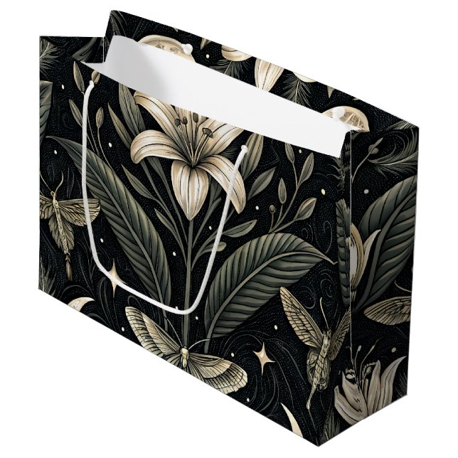 Gothic Butterfly Floral Pattern (5) Large Gift Bag (Front Angled)