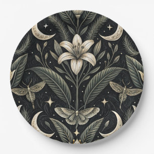Gothic Butterfly Floral Pattern (5) Paper Plate