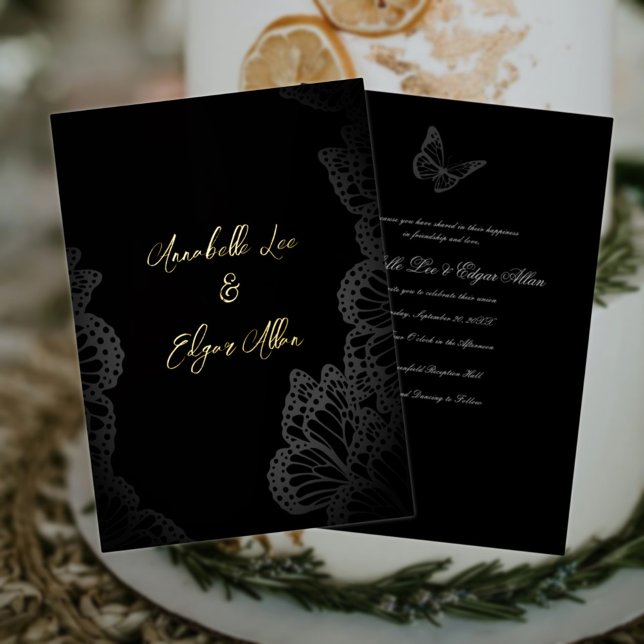 Gothic Butterfly Foil Wedding Invitation  (Creator Uploaded)