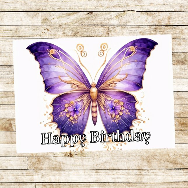 Gothic Butterfly Illustration Happy Birthday Card (Thumbnail)