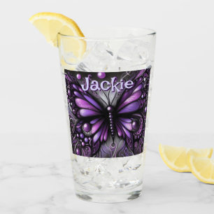 Gothic Butterfly Purple Black Personalised Glass