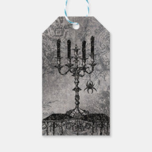 Gothic Candlestick with Spider, Halloween Gift Tags