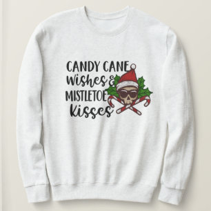 Gothic Candy Cane Mistletoe Kiss Christmas Sweatshirt