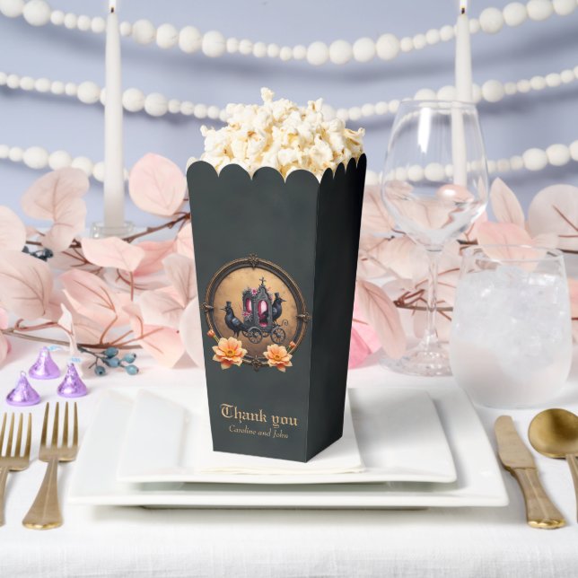 Gothic Carriage with Ravens and Roses. Favour Box (Wedding)