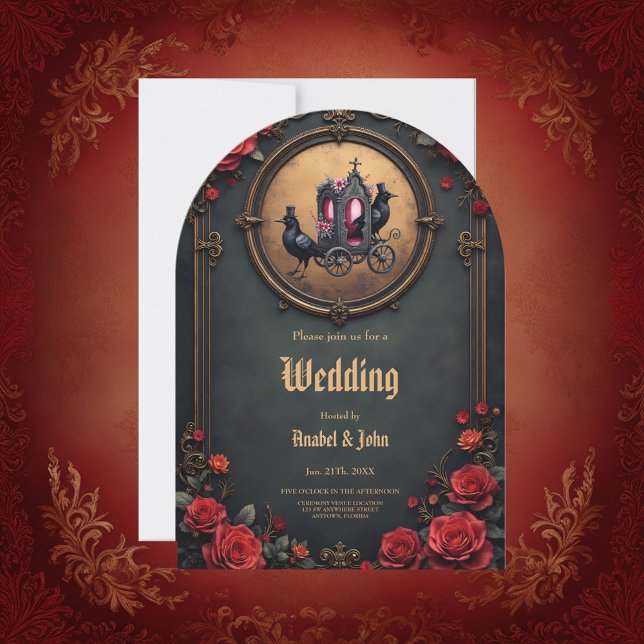 Gothic Carriage with Ravens and Roses Invitation (Creator Uploaded)