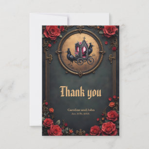 Gothic Carriage with Ravens and Roses.  Thank You Card