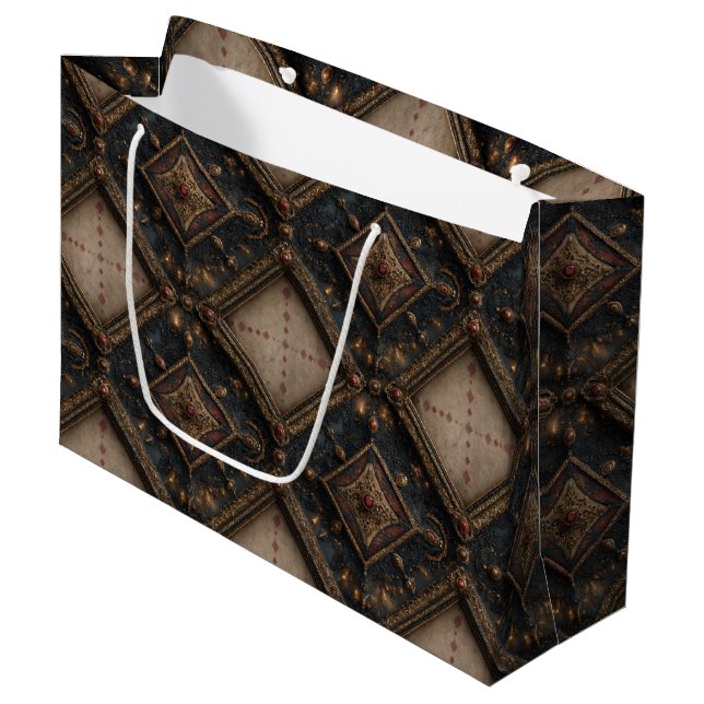 Gothic Carved Woodwork Pattern (1) Large Gift Bag (Front Angled)