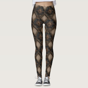 Gothic Carved Woodwork Pattern (1) Leggings