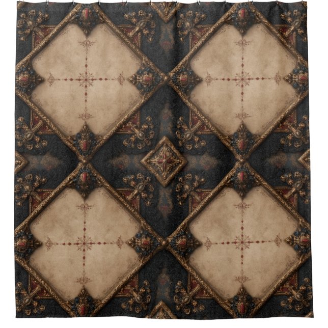 Gothic Carved Woodwork Pattern (4) Shower Curtain (Front)