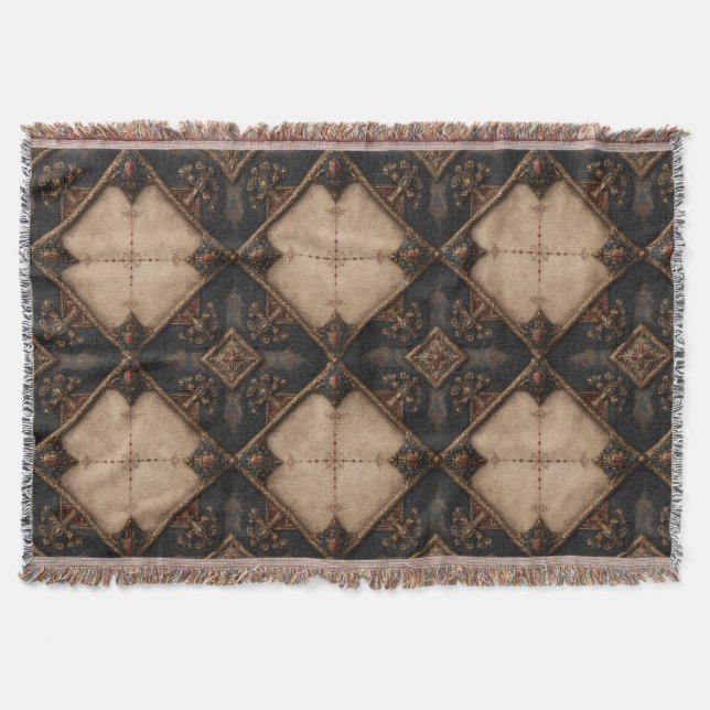 Gothic Carved Woodwork Pattern (4) Throw Blanket (Front)