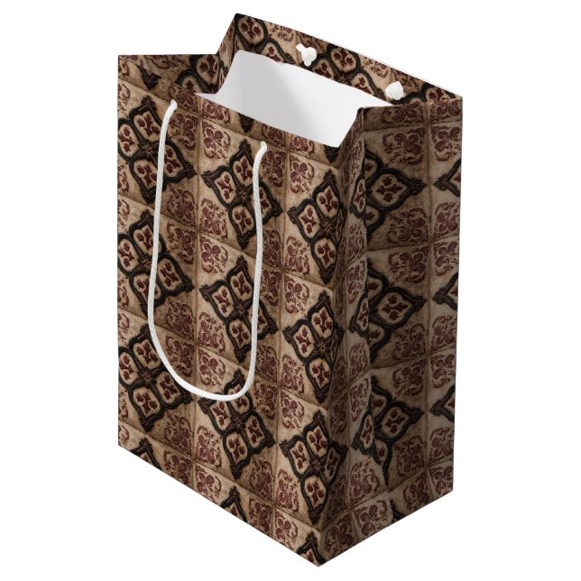 Gothic Carved Woodwork Pattern (5) Medium Gift Bag (Front Angled)