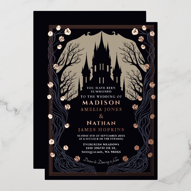 Gothic Castle Floral Halloween Wedding (Front/Back)