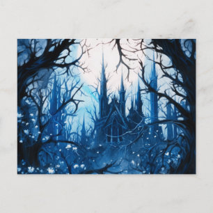 Gothic Castle Full Moon in the Forest Halloween Holiday Postcard