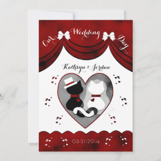 Gothic Cat Bride & Groom Wedding Invitations