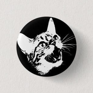 Gothic Cat Feral Evil Scary Growl Fangs 3 Cm Round Badge