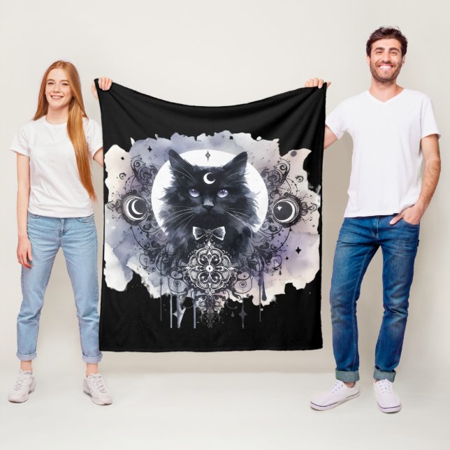 Gothic Cat  Fleece Blanket (In Situ)