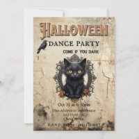 Gothic Cat in Mirror Halloween Dance Party