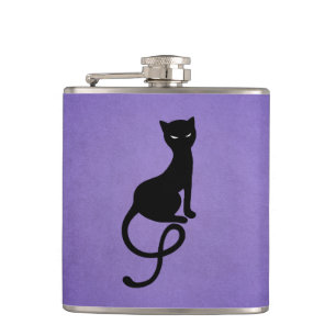 Gothic Cat Lover Evil Kitty Purple Hip Flask