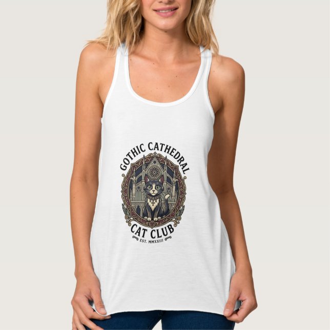 Gothic Cathedral Cat Cat Graphic Tee Art - Gothic  (Front)