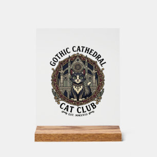 Gothic Cathedral Cat Cat Graphic Tee Art - Gothic  Acrylic Sign