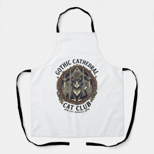 Gothic Cathedral Cat Cat Graphic Tee Art - Gothic Apron