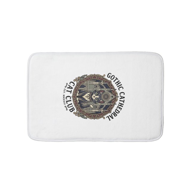Gothic Cathedral Cat Cat Graphic Tee Art - Gothic  Bath Mat (Front)