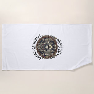 Gothic Cathedral Cat Cat Graphic Tee Art - Gothic Beach Towel