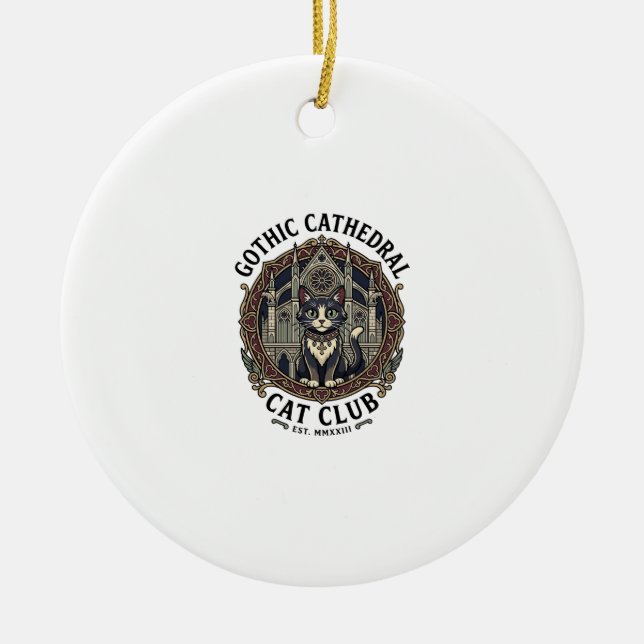 Gothic Cathedral Cat Cat Graphic Tee Art - Gothic  Ceramic Tree Decoration (Front)