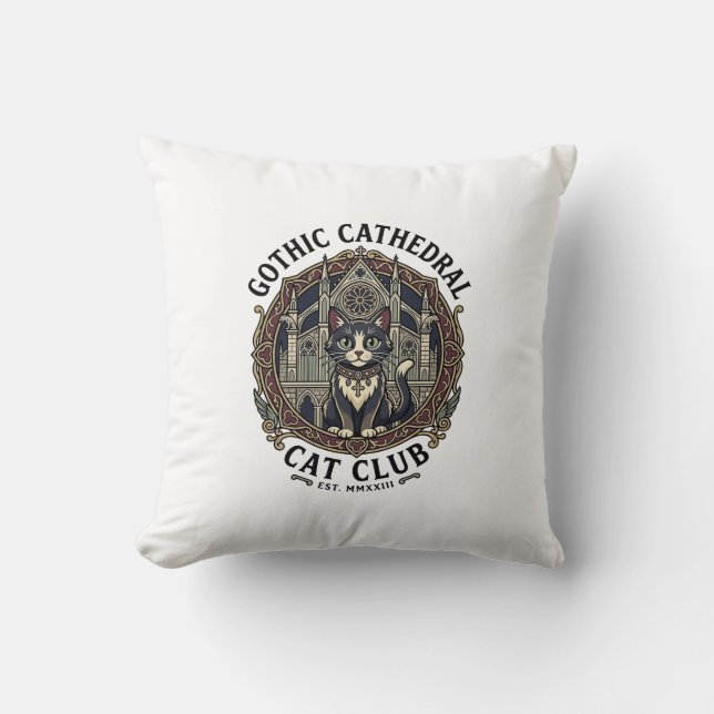 Gothic Cathedral Cat Cat Graphic Tee Art - Gothic  Cushion (Front)