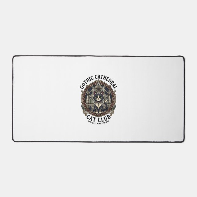 Gothic Cathedral Cat Cat Graphic Tee Art - Gothic  Desk Mat (Front)