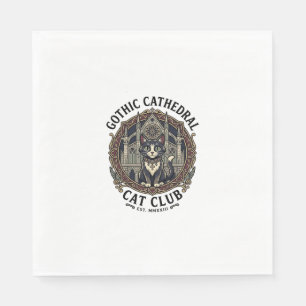 Gothic Cathedral Cat Cat Graphic Tee Art - Gothic Napkin