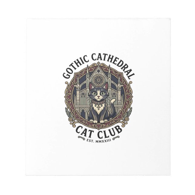 Gothic Cathedral Cat Cat Graphic Tee Art - Gothic  Notepad (Front)