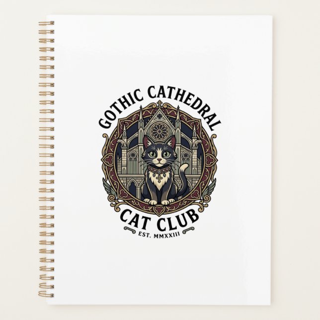 Gothic Cathedral Cat Cat Graphic Tee Art - Gothic  Planner (Front)