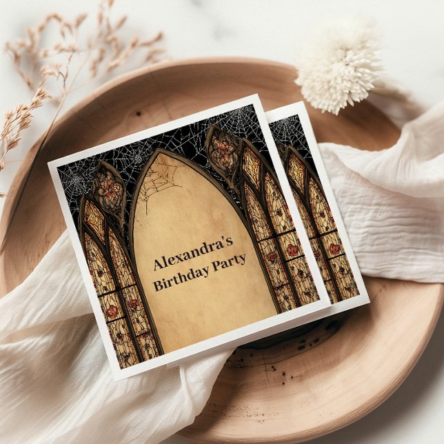 Gothic Cathedral Midnight Birthday Napkin (Creator Uploaded)
