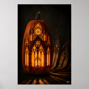 Gothic Cathedral Pumpkin Poster