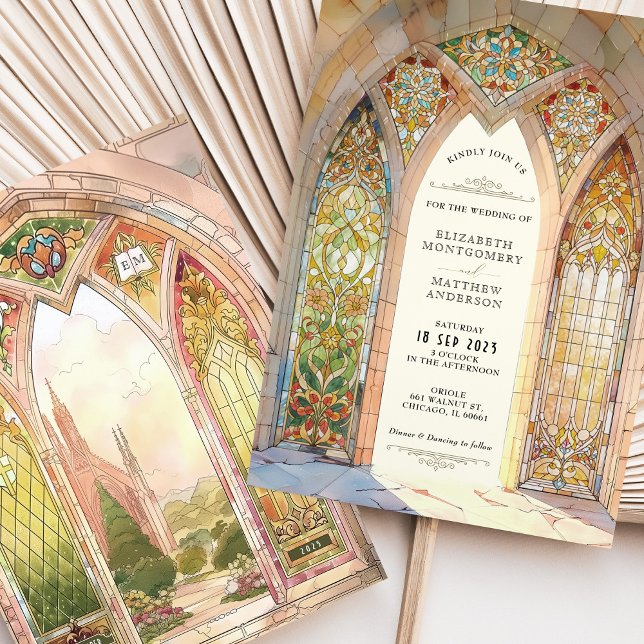 Gothic Cathedral Stained Glass Wedding Invitation (Creator Uploaded)