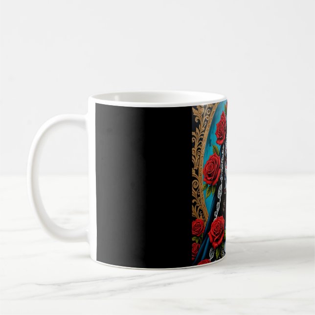 Gothic Catrina with Roses Day of Dead Tee Coffee Mug (Left)