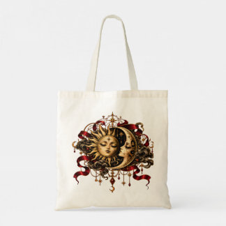 Gothic Celestial Sun and Moon Boho Art Tote Bag