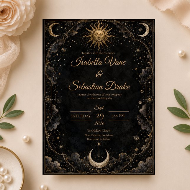 Gothic Celestial Sun Moon Wedding Invitation (Creator Uploaded)
